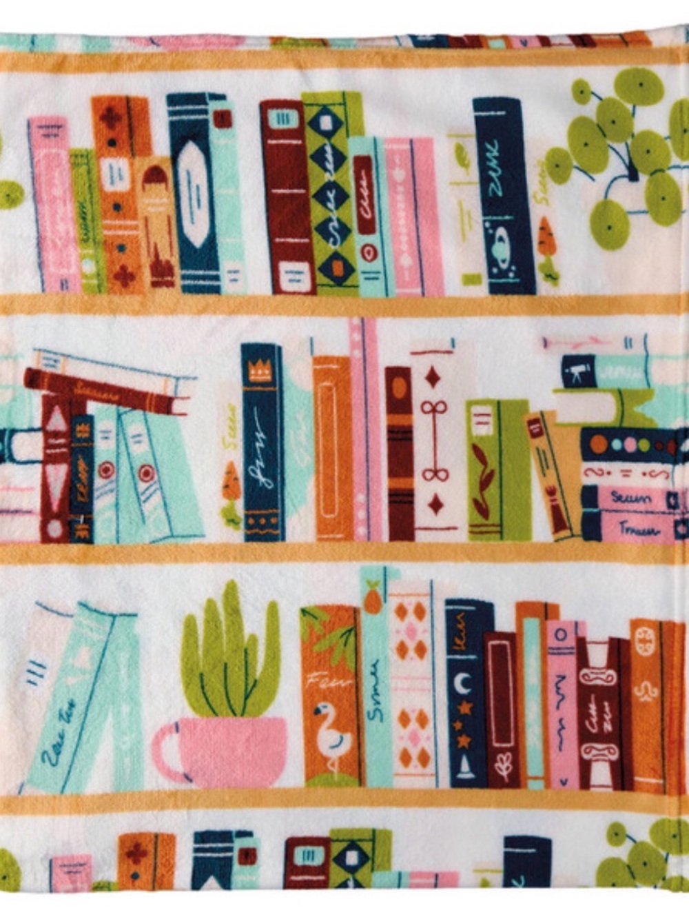 Bookshelf Print Plush Throw Blanket